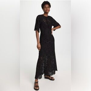NATALIE MARTIN
Lily Embroidered Eyelet Black Midi Dress, Small